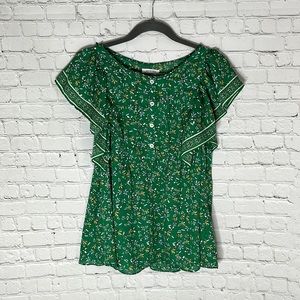 Max Studio ruffle green blouse size medium